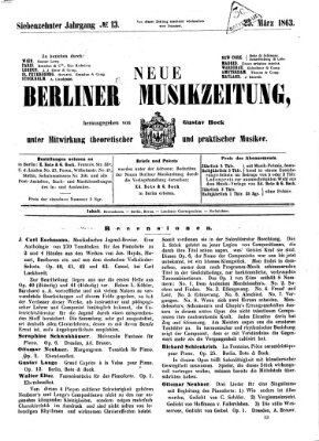 Neue Berliner Musikzeitung Mittwoch 25. März 1863