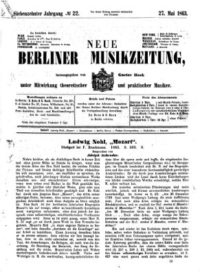 Neue Berliner Musikzeitung Mittwoch 27. Mai 1863