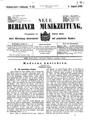 Neue Berliner Musikzeitung Mittwoch 5. August 1863