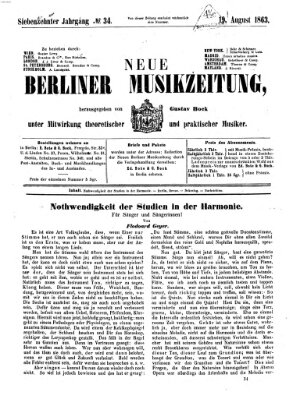 Neue Berliner Musikzeitung Mittwoch 19. August 1863