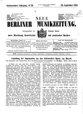 Neue Berliner Musikzeitung Mittwoch 23. September 1863