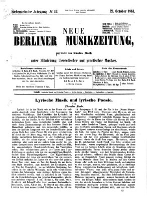 Neue Berliner Musikzeitung Mittwoch 21. Oktober 1863