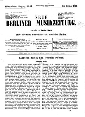 Neue Berliner Musikzeitung Mittwoch 28. Oktober 1863