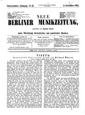 Neue Berliner Musikzeitung Mittwoch 4. November 1863