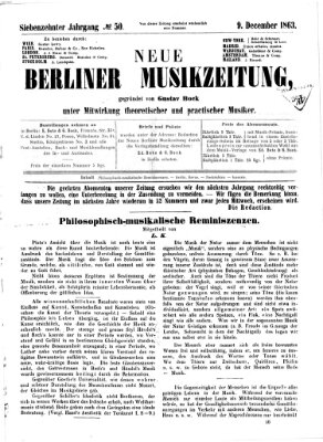 Neue Berliner Musikzeitung Mittwoch 9. Dezember 1863