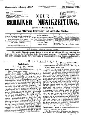 Neue Berliner Musikzeitung Mittwoch 23. Dezember 1863