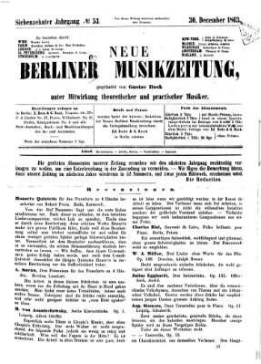 Neue Berliner Musikzeitung Mittwoch 30. Dezember 1863