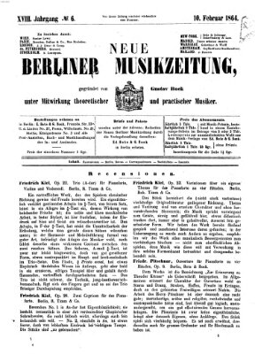 Neue Berliner Musikzeitung Mittwoch 10. Februar 1864