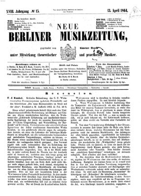 Neue Berliner Musikzeitung Mittwoch 13. April 1864