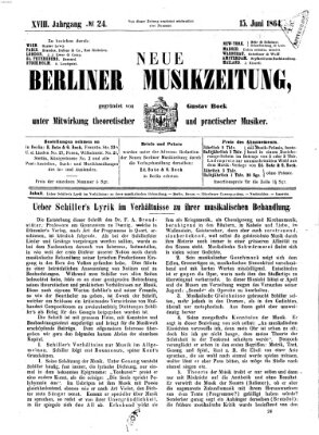 Neue Berliner Musikzeitung Mittwoch 15. Juni 1864