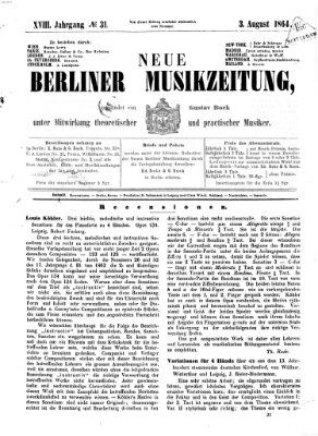 Neue Berliner Musikzeitung Mittwoch 3. August 1864