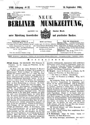 Neue Berliner Musikzeitung Mittwoch 14. September 1864