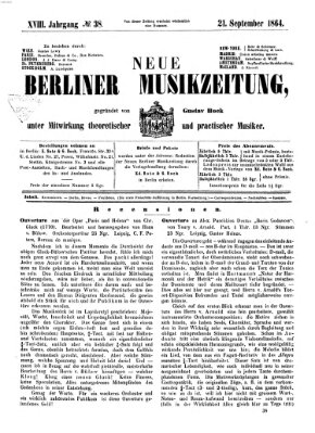 Neue Berliner Musikzeitung Mittwoch 21. September 1864