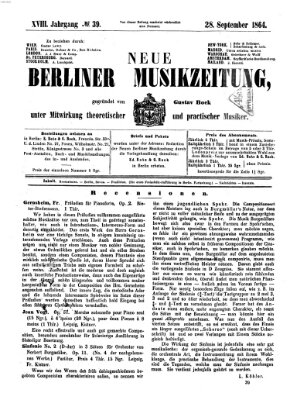 Neue Berliner Musikzeitung Mittwoch 28. September 1864