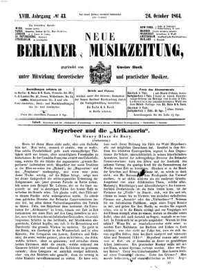 Neue Berliner Musikzeitung Mittwoch 26. Oktober 1864