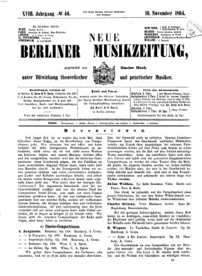 Neue Berliner Musikzeitung Mittwoch 16. November 1864