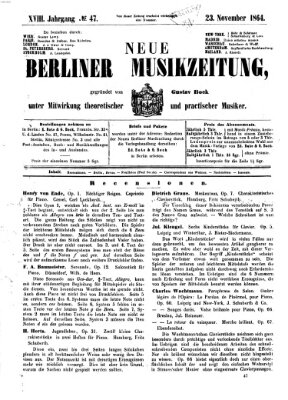 Neue Berliner Musikzeitung Mittwoch 23. November 1864
