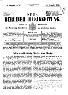 Neue Berliner Musikzeitung Mittwoch 28. Dezember 1864