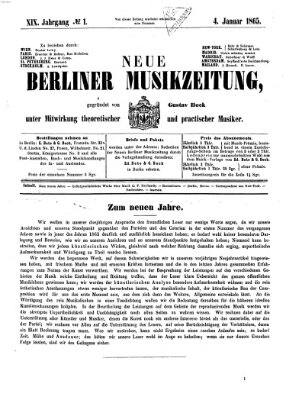 Neue Berliner Musikzeitung Mittwoch 4. Januar 1865