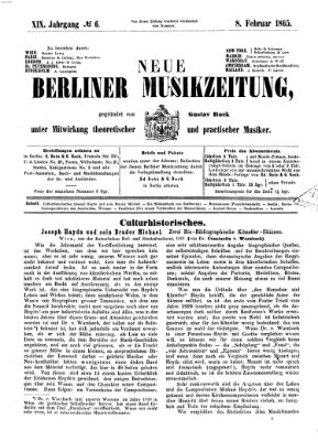 Neue Berliner Musikzeitung Mittwoch 8. Februar 1865