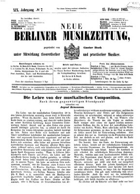 Neue Berliner Musikzeitung Mittwoch 15. Februar 1865