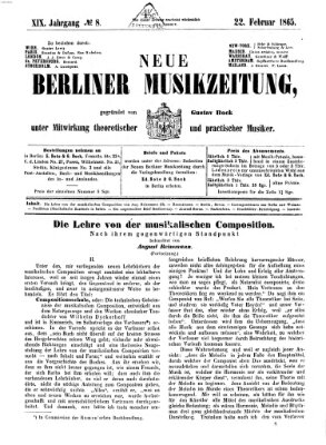 Neue Berliner Musikzeitung Mittwoch 22. Februar 1865