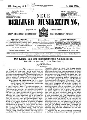 Neue Berliner Musikzeitung Mittwoch 1. März 1865