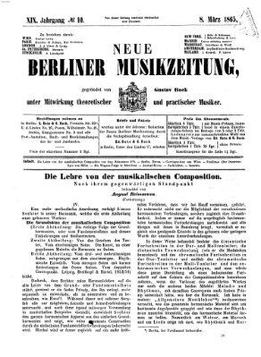 Neue Berliner Musikzeitung Mittwoch 8. März 1865