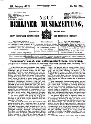 Neue Berliner Musikzeitung Mittwoch 24. Mai 1865