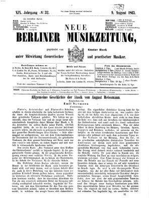 Neue Berliner Musikzeitung Mittwoch 9. August 1865