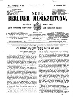 Neue Berliner Musikzeitung Mittwoch 18. Oktober 1865