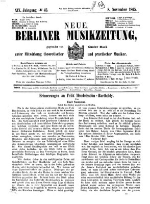 Neue Berliner Musikzeitung Mittwoch 8. November 1865