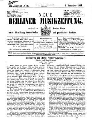 Neue Berliner Musikzeitung Mittwoch 6. Dezember 1865