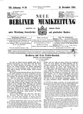 Neue Berliner Musikzeitung Mittwoch 13. Dezember 1865