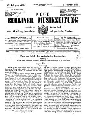 Neue Berliner Musikzeitung Mittwoch 7. Februar 1866