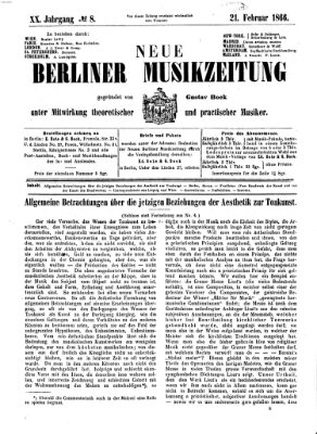 Neue Berliner Musikzeitung Mittwoch 21. Februar 1866