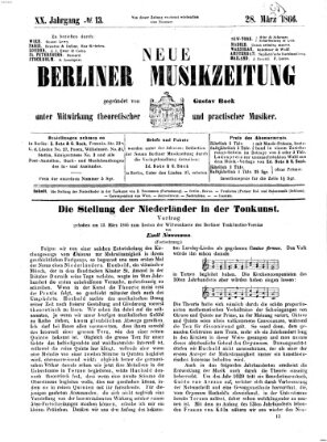 Neue Berliner Musikzeitung Mittwoch 28. März 1866