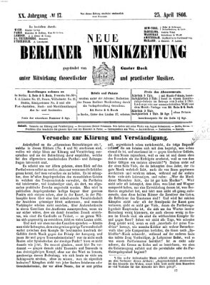 Neue Berliner Musikzeitung Mittwoch 25. April 1866