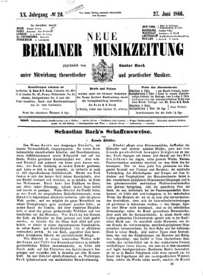 Neue Berliner Musikzeitung Mittwoch 27. Juni 1866