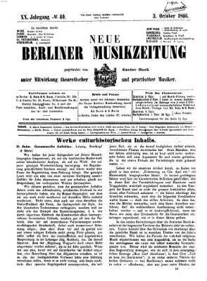 Neue Berliner Musikzeitung Mittwoch 3. Oktober 1866