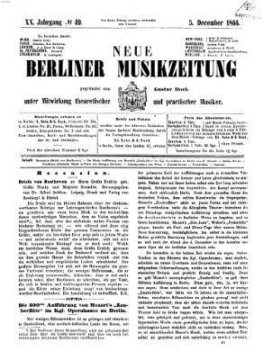 Neue Berliner Musikzeitung Mittwoch 5. Dezember 1866