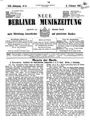 Neue Berliner Musikzeitung Mittwoch 6. Februar 1867