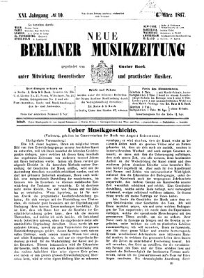 Neue Berliner Musikzeitung Mittwoch 6. März 1867