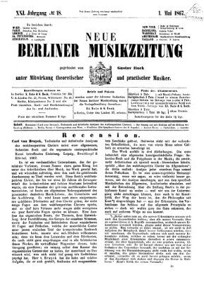 Neue Berliner Musikzeitung Mittwoch 1. Mai 1867