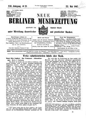 Neue Berliner Musikzeitung Mittwoch 22. Mai 1867