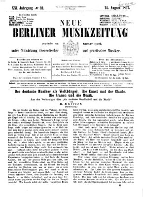 Neue Berliner Musikzeitung Mittwoch 14. August 1867