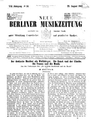 Neue Berliner Musikzeitung Mittwoch 21. August 1867