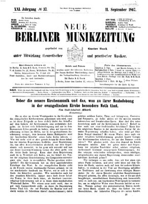 Neue Berliner Musikzeitung Mittwoch 11. September 1867