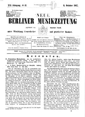 Neue Berliner Musikzeitung Mittwoch 9. Oktober 1867