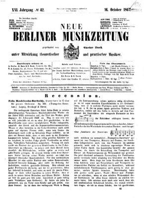 Neue Berliner Musikzeitung Mittwoch 16. Oktober 1867